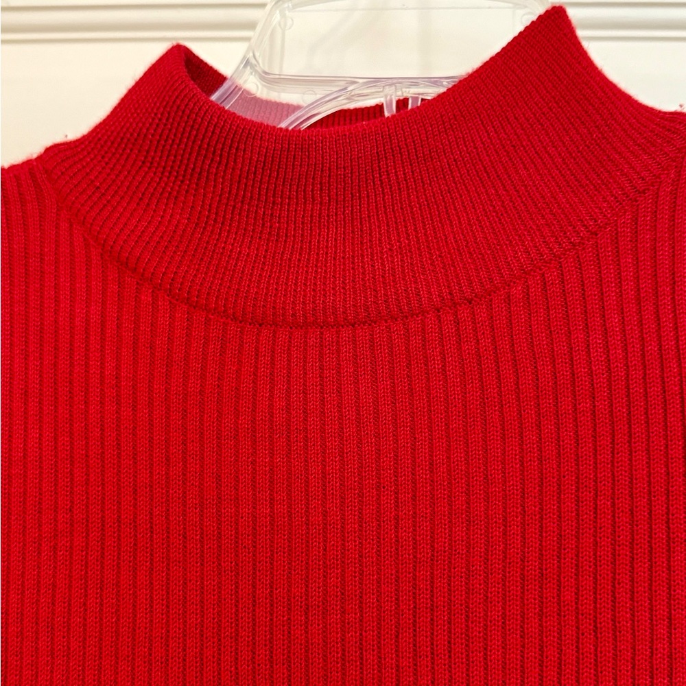 Red Ribbed Mock Turtleneck Sweater